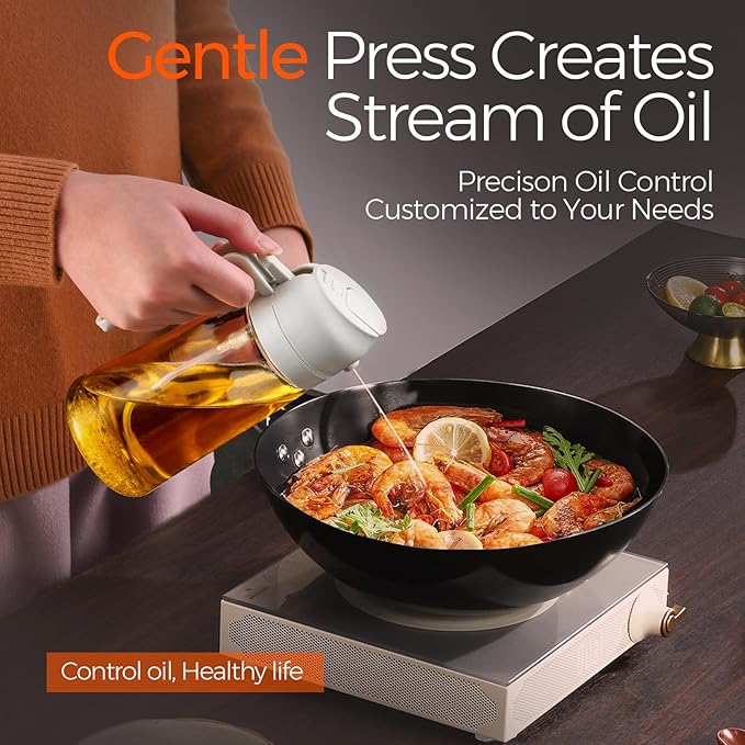 Vstylehunt SmartPour 2-in-1 Oil Dispenser & Sprayer | Refillable | Cooking, Salad & BBQ Bottle