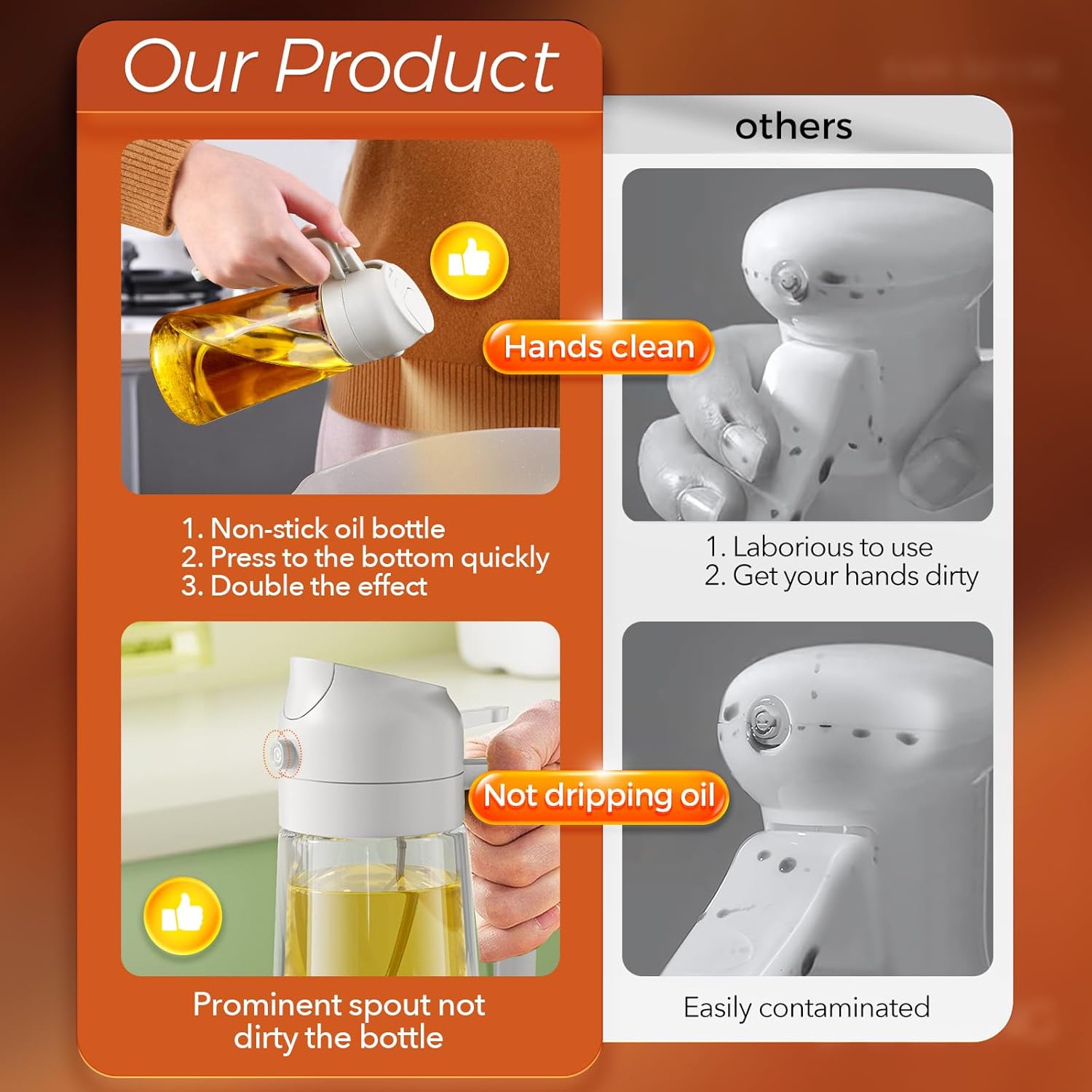 Vstylehunt SmartPour 2-in-1 Oil Dispenser & Sprayer | Refillable | Cooking, Salad & BBQ Bottle