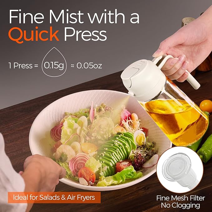 Vstylehunt SmartPour 2-in-1 Oil Dispenser & Sprayer | Refillable | Cooking, Salad & BBQ Bottle