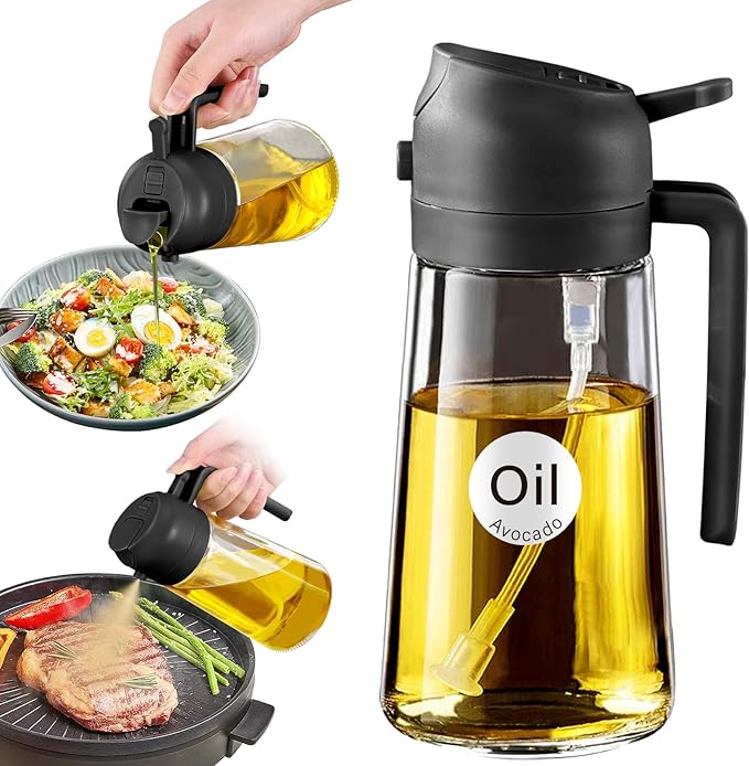Vstylehunt SmartPour 2-in-1 Oil Dispenser & Sprayer | Refillable | Cooking, Salad & BBQ Bottle