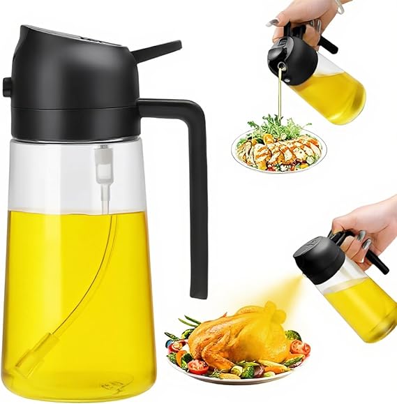 Vstylehunt SmartPour 2-in-1 Oil Dispenser & Sprayer | Refillable | Cooking, Salad & BBQ Bottle