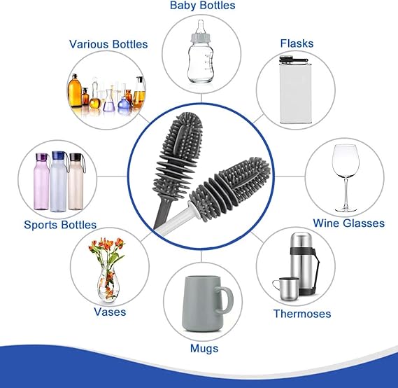 Vstylehunt DeepClean Bottle Brush | Long Handle Cleaning Brush | 360° Cleaning for Bottles & Jars