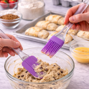 Vstylehunt SmartChef 2-in-1 Silicone Spatula & Brush Set | Heat Resistant | Baking, Cooking, Oiling & Glazing Tool | Kitchen Combo (Purple)