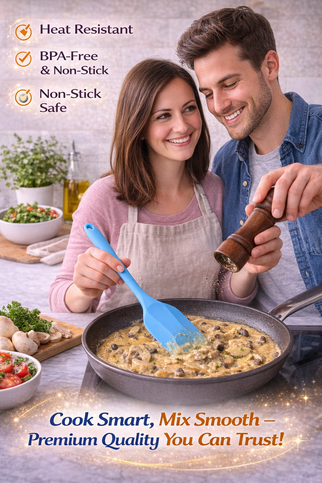 Vstylehunt FlexiPro Silicone Spatula | Heat Resistant | Non-Stick Baking & Cooking Tool (Blue)