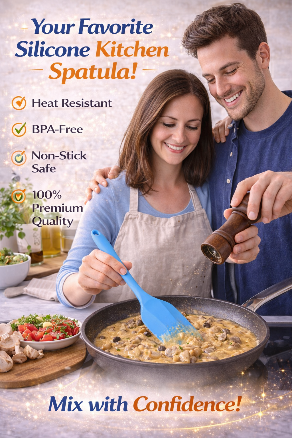 Vstylehunt FlexiPro Silicone Spatula | Heat Resistant | Non-Stick Baking & Cooking Tool (Blue)