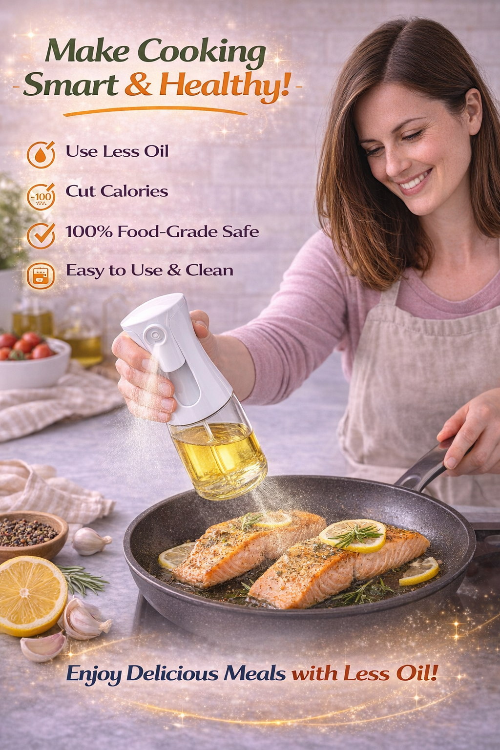Vstylehunt SmartMist Oil Dispenser Spray Bottle | Food Grade | Refillable | Cooking, Salad & BBQ Oil Sprayer