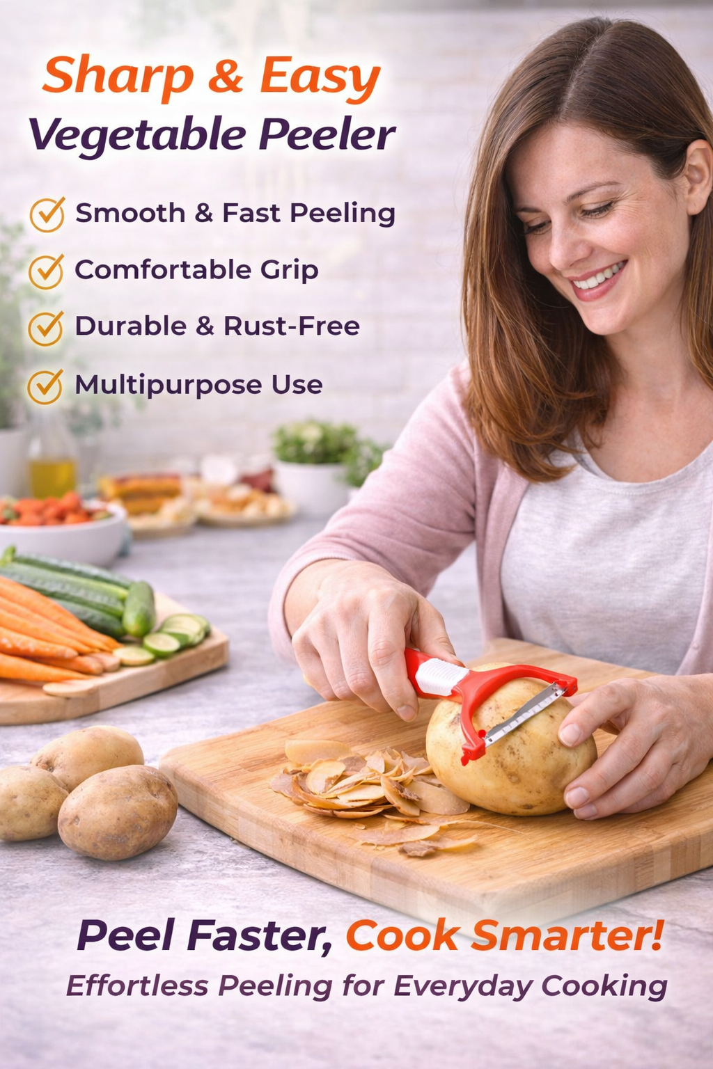 Vstylehunt SharpEdge Vegetable Peeler | Stainless Steel Blade | Easy Grip Kitchen Peeler