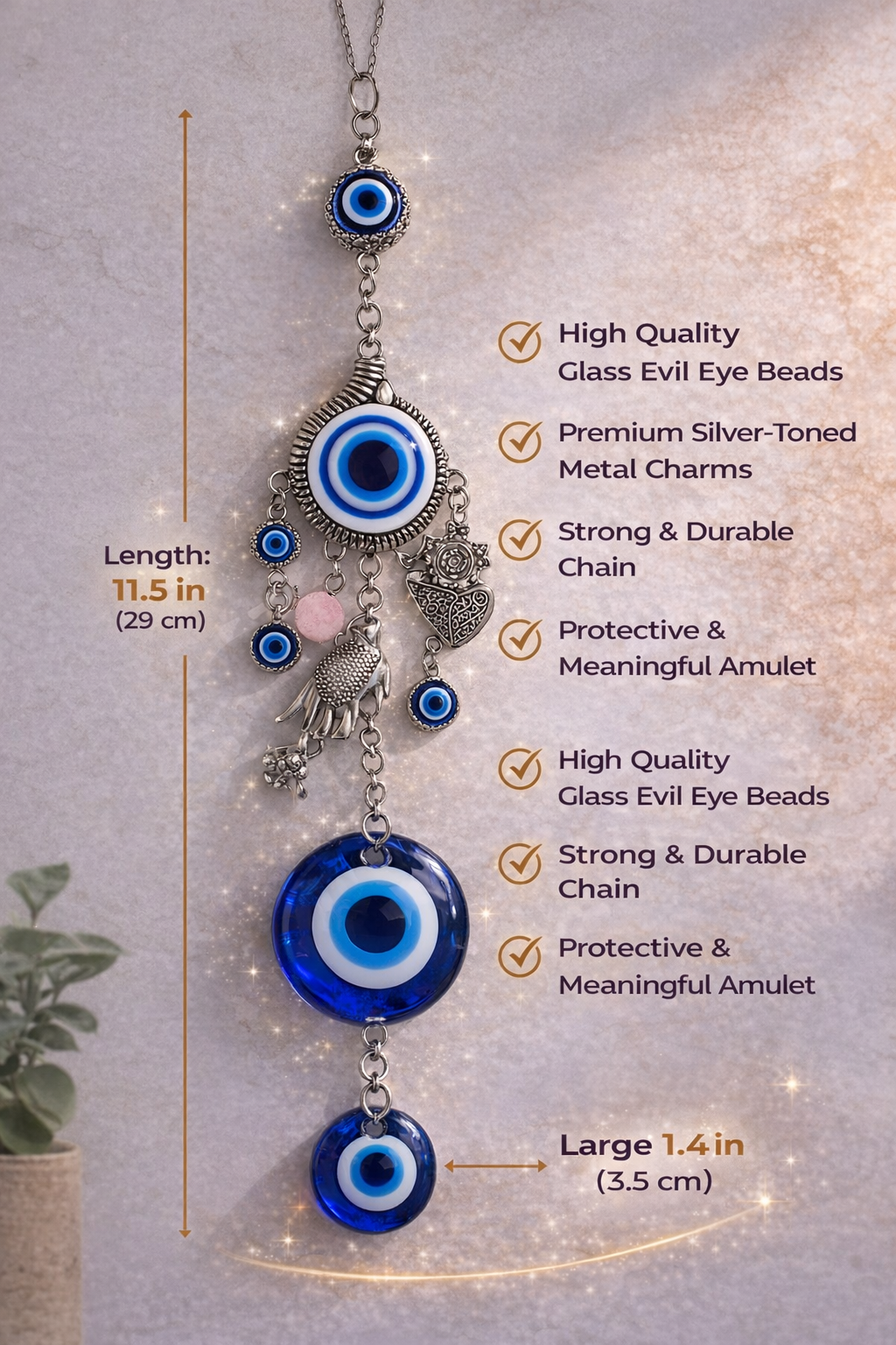 Vstylehunt NazarSuraksha Evil Eye Wall Hanging | Blue Protection Charm | Home Decor & Vastu Item