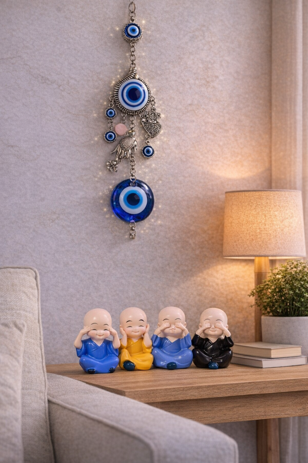 Vstylehunt Lucky Laughing Buddha Set of 4 | Wealth, Happiness & Prosperity Showpiece | Home Decor & Gift Item