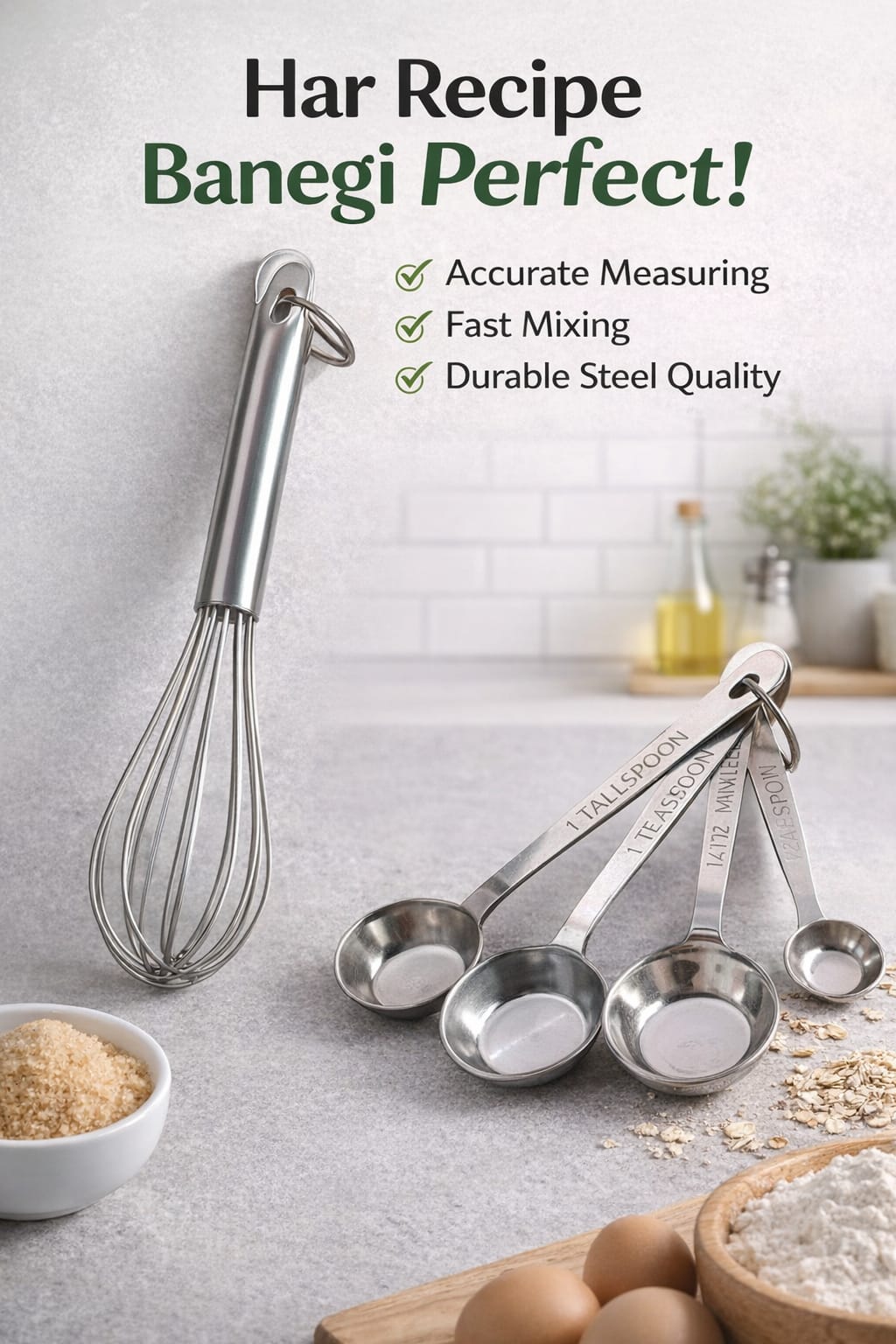 Vstylehunt ProMix Kitchen Whisk | Stainless Steel Beater | Egg, Cake & Batter Mixer
