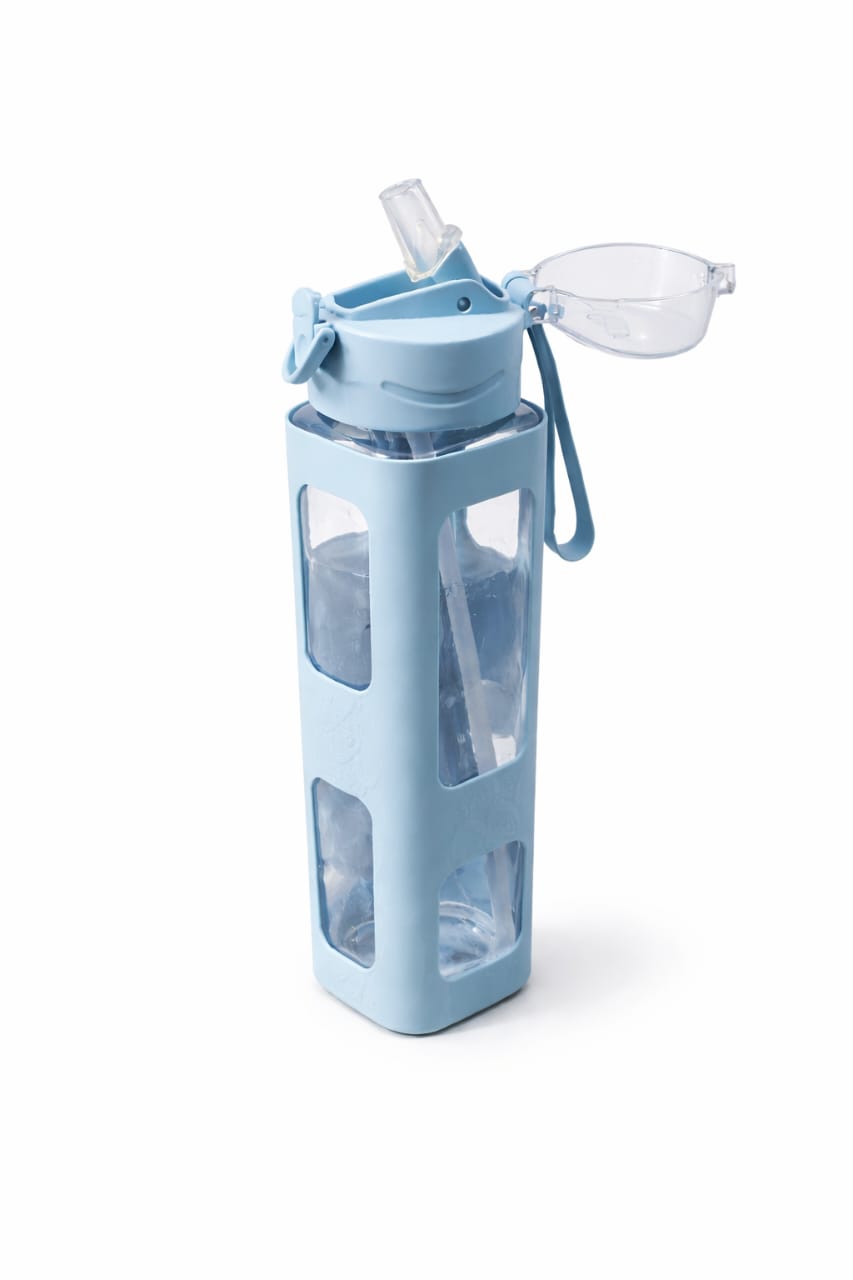 Vstylehunt OfficeMate Leakproof Water Bottle with Straw | Stylish Sipper | BPA Free | Office & Travel Use (Blue/Pink)