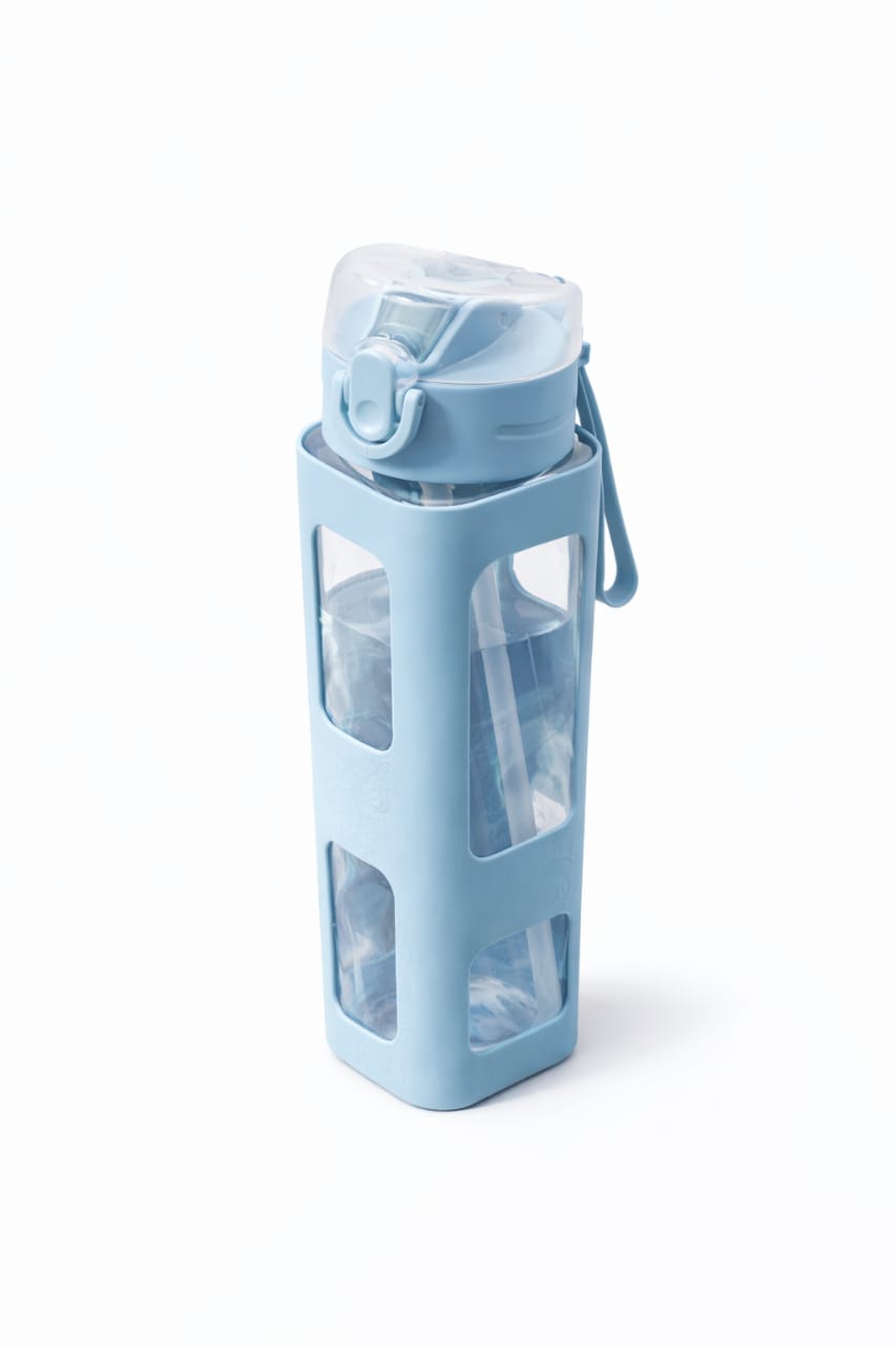 Vstylehunt OfficeMate Leakproof Water Bottle with Straw | Stylish Sipper | BPA Free | Office & Travel Use (Blue/Pink)