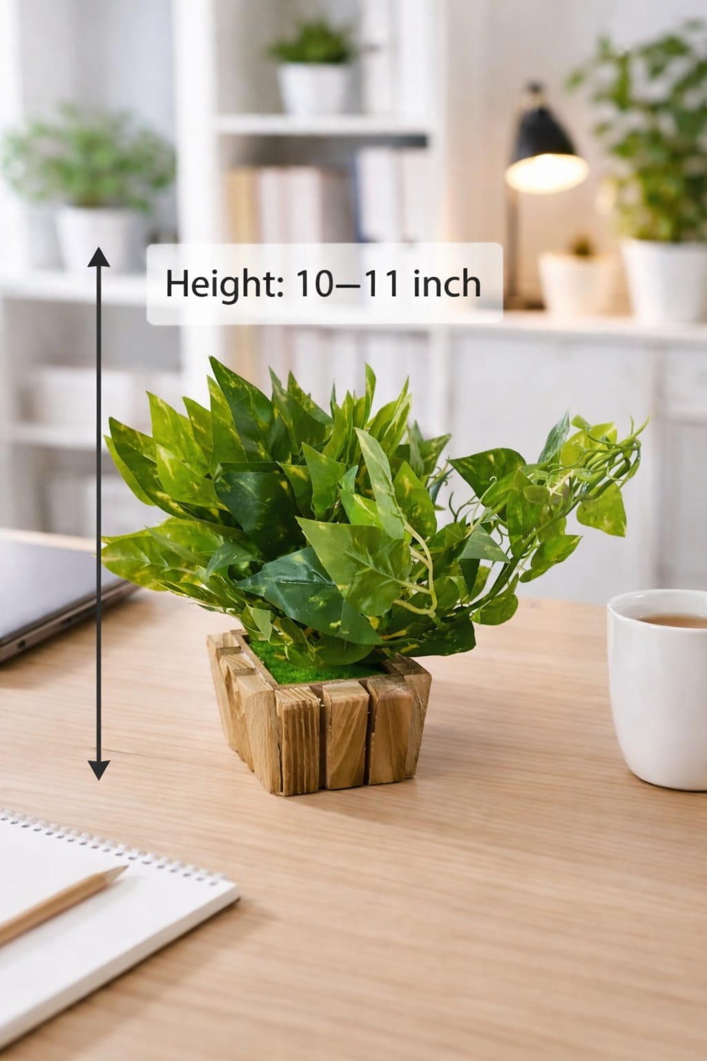 stylehunt Artificial Money Plant with Wooden Pot | Tabletop Decor , office Home & Garden Balcony Decor