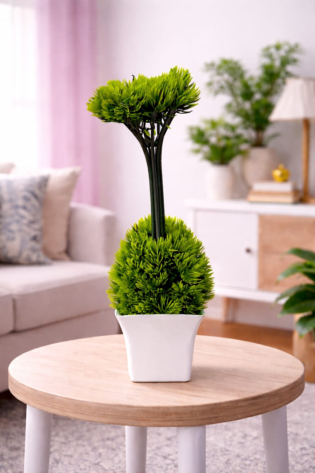 Vstylehunt Artificial Topiary Double Ball Plant | Decorative Green Plant with Pot