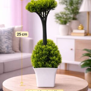 Vstylehunt Artificial Topiary Double Ball Plant | Decorative Green Plant with Pot