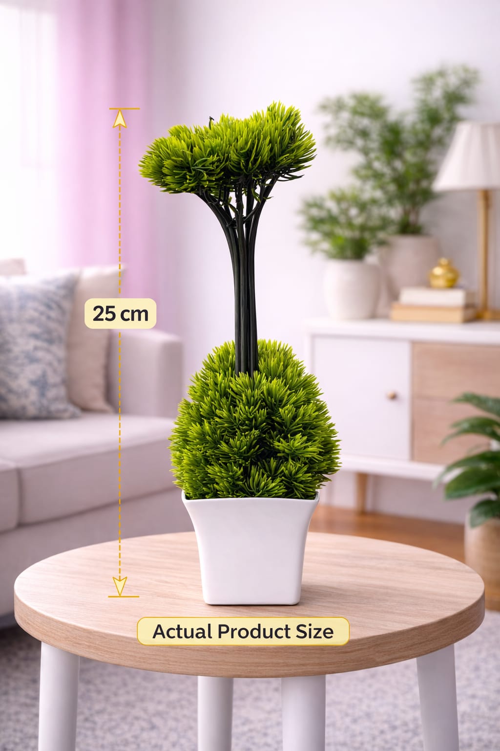 Vstylehunt Artificial Topiary Double Ball Plant | Decorative Green Plant with Pot