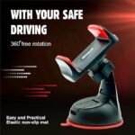 Car Dashboard Mobile Holder With Strong Suction Cup – 360° Rotatable Car Phone Mount, Universal Dashboard Mobile Stand for Car, Anti-Slip Adjustable Smartphone Holder with Powerful Vacuum Suction, Stable Car Mobile Holder for GPS Navigation, Hands-Free Calling & Safe Driving