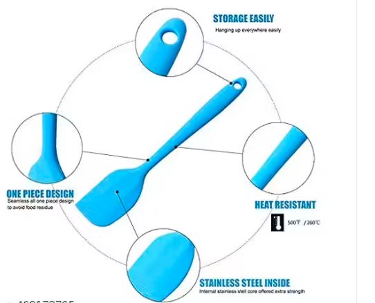 Vstylehunt FlexiPro Silicone Spatula | Heat Resistant | Non-Stick Baking & Cooking Tool (Blue)